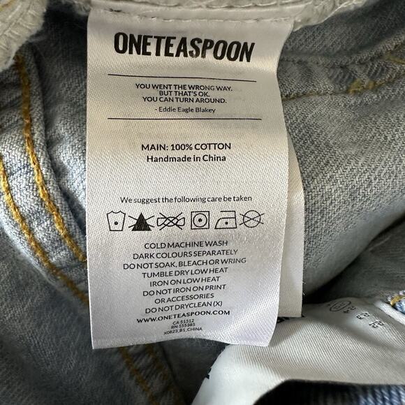 One Teaspoon Womens Bonita Cutoff Shorts Size 25 Bleached Light Wash High Waist - Picture 9 of 11